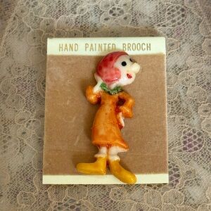 Bundle 3 for 50% off 1970s Deadstock Hand-Painted Cartoon Lady Pin